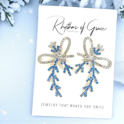 Sparkling Frozen Bow Earrings – Embrace Holiday Glamour!