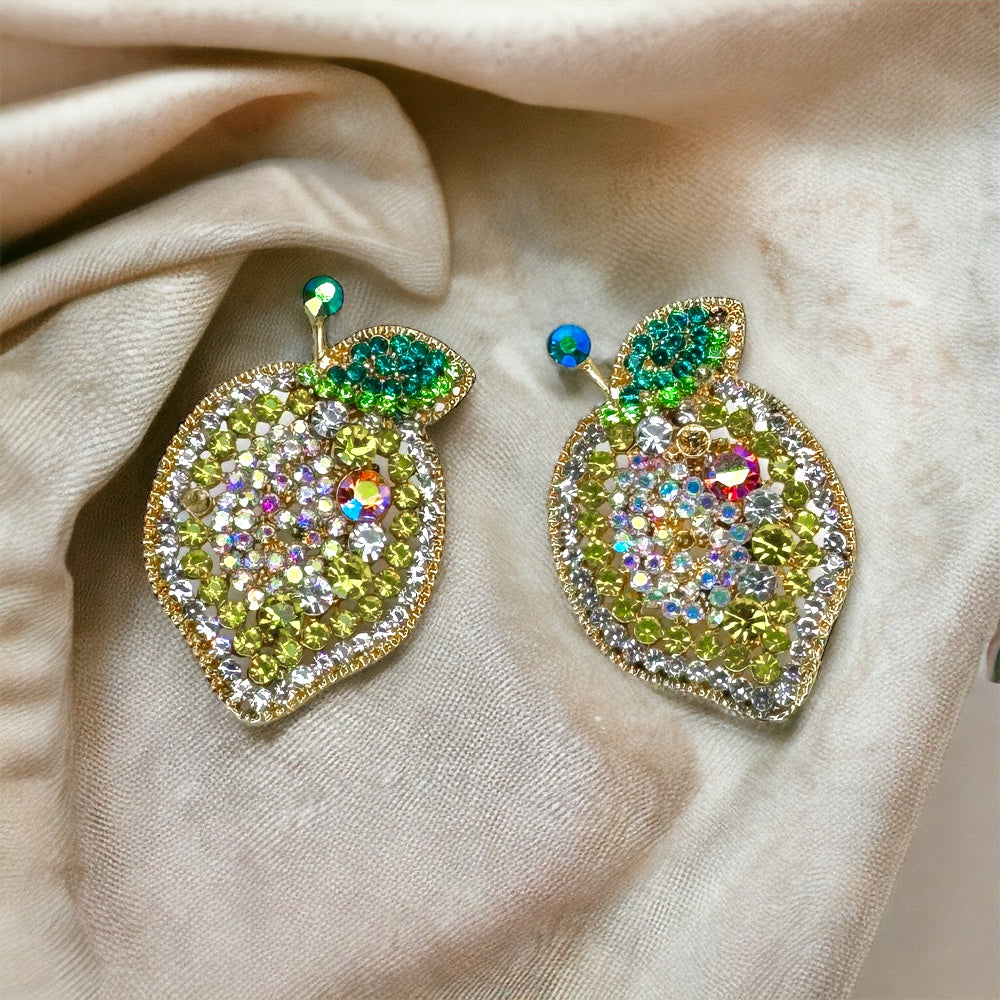Zesty Lemon Rhinestone Earrings - Sparkle with Sunshine! 🍋
