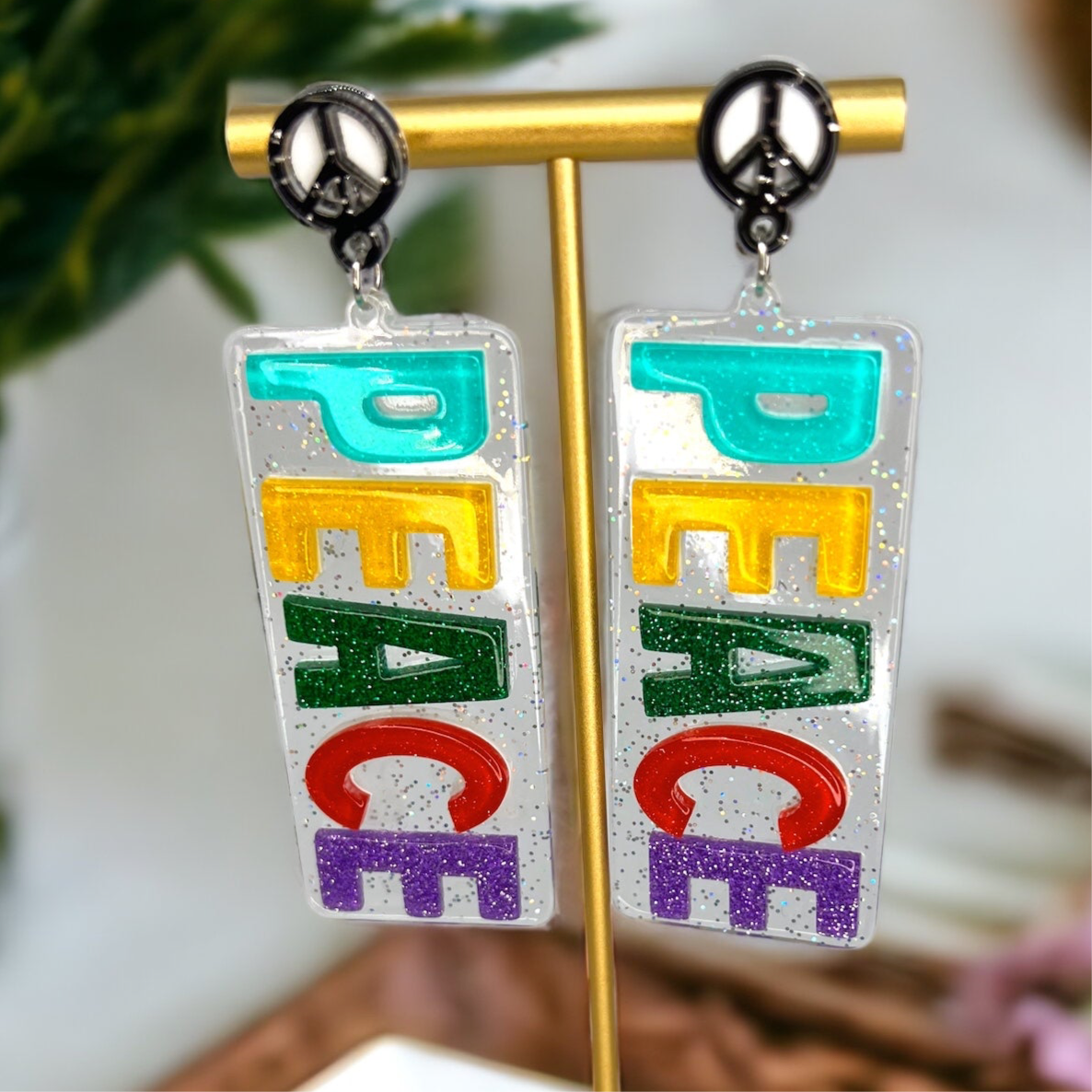 Vibrant Peace Dangle Earrings: Colorful Unity for Your Style! - Rhythms of Grace Creative