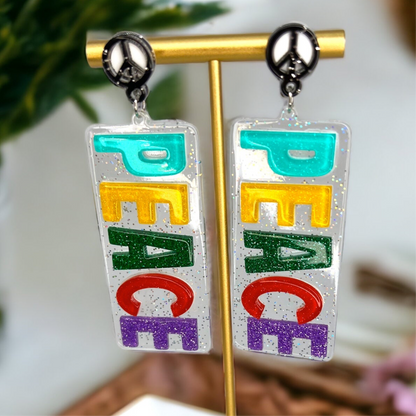 Vibrant Peace Dangle Earrings: Colorful Unity for Your Style! - Rhythms of Grace Creative