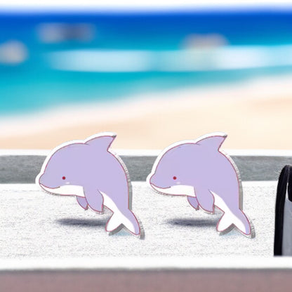 Make a Splash with Purple Dolphin Stud Earrings!