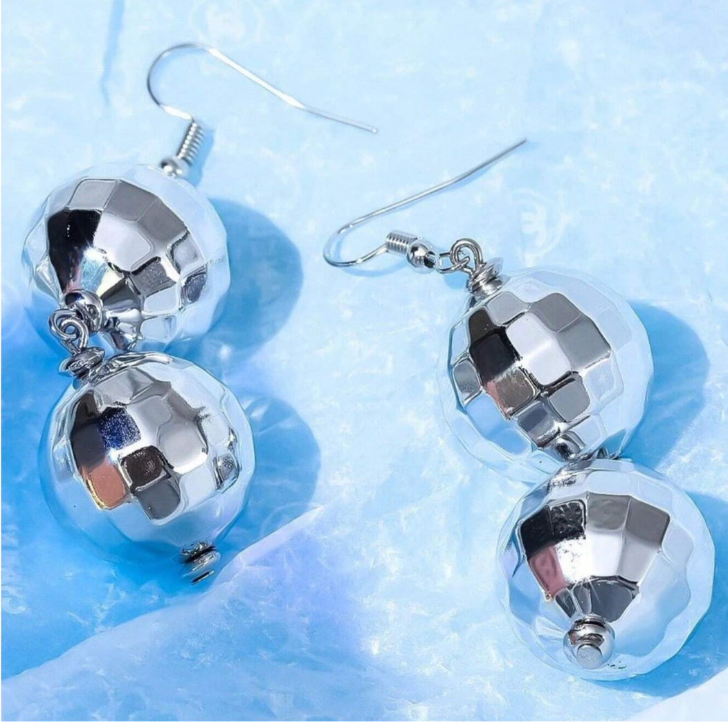 Drop It Like It’s Disco – Silver Ball Party Earrings - Rhythms of Grace Creative
