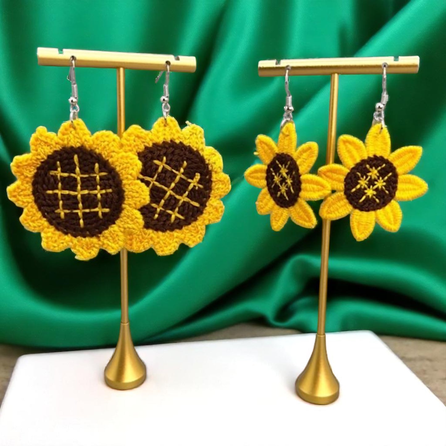 Bloom in Boho Style: Colorful Knit Sunflower Earrings! 🌻