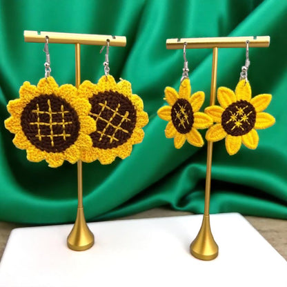 Bloom in Boho Style: Colorful Knit Sunflower Earrings! 🌻