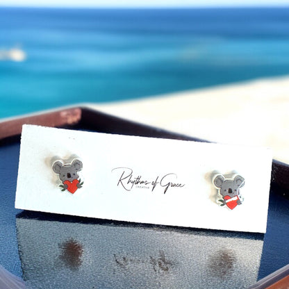Koala-ty Cuties: Adorable Cartoon Koala Stud Earrings!