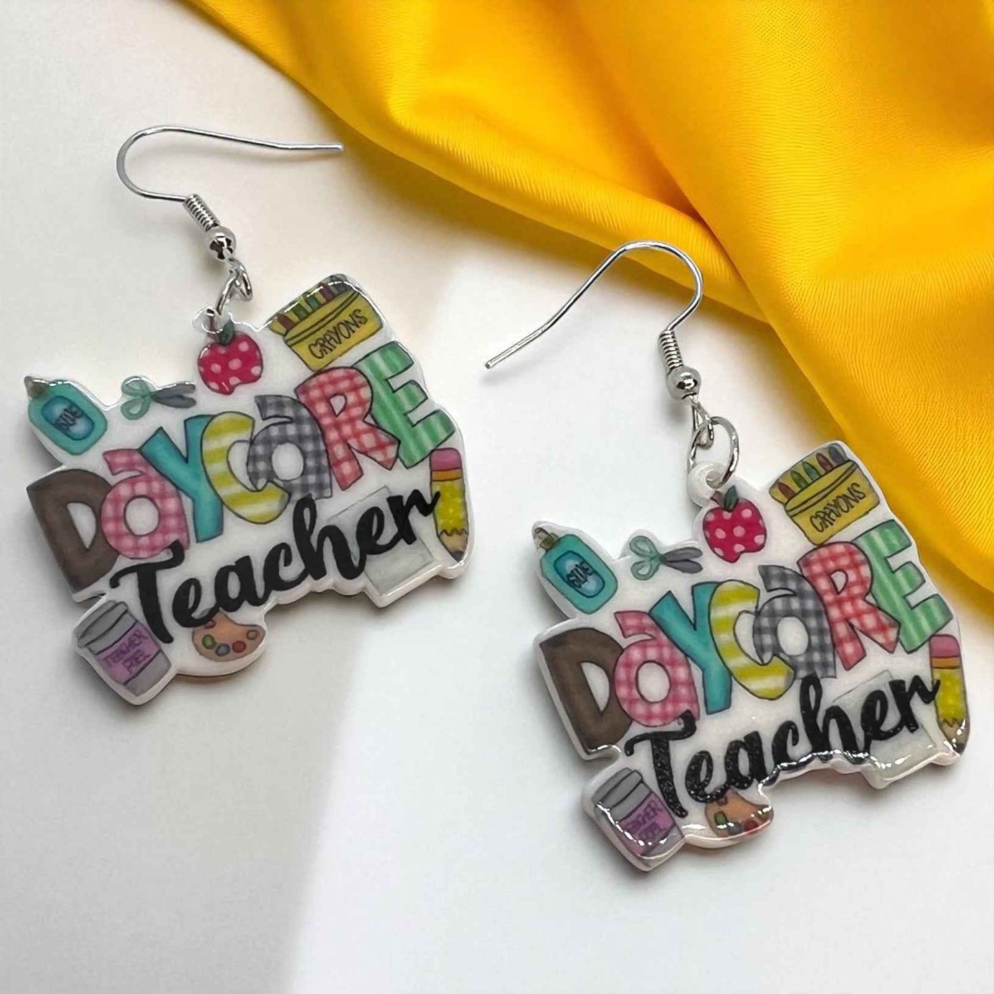 ABC’s & Sunshine: Colorful Daycare Teacher Earrings for Preschool Vibes