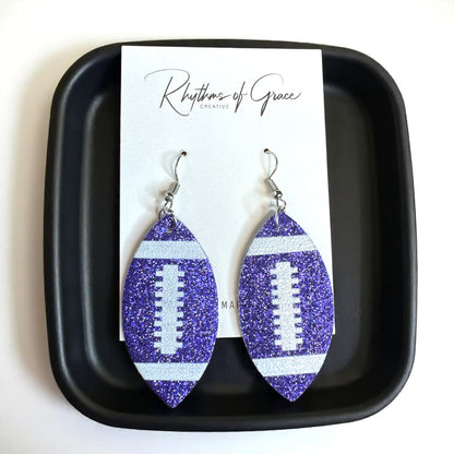 Score Big with Sparkle! Glitter Football Dangle Earrings 🏈