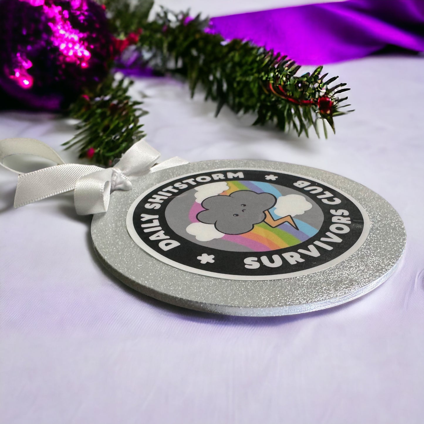 Join the Fun: Daily Shitstorm Survivors Club 2024 Christmas Ornament!