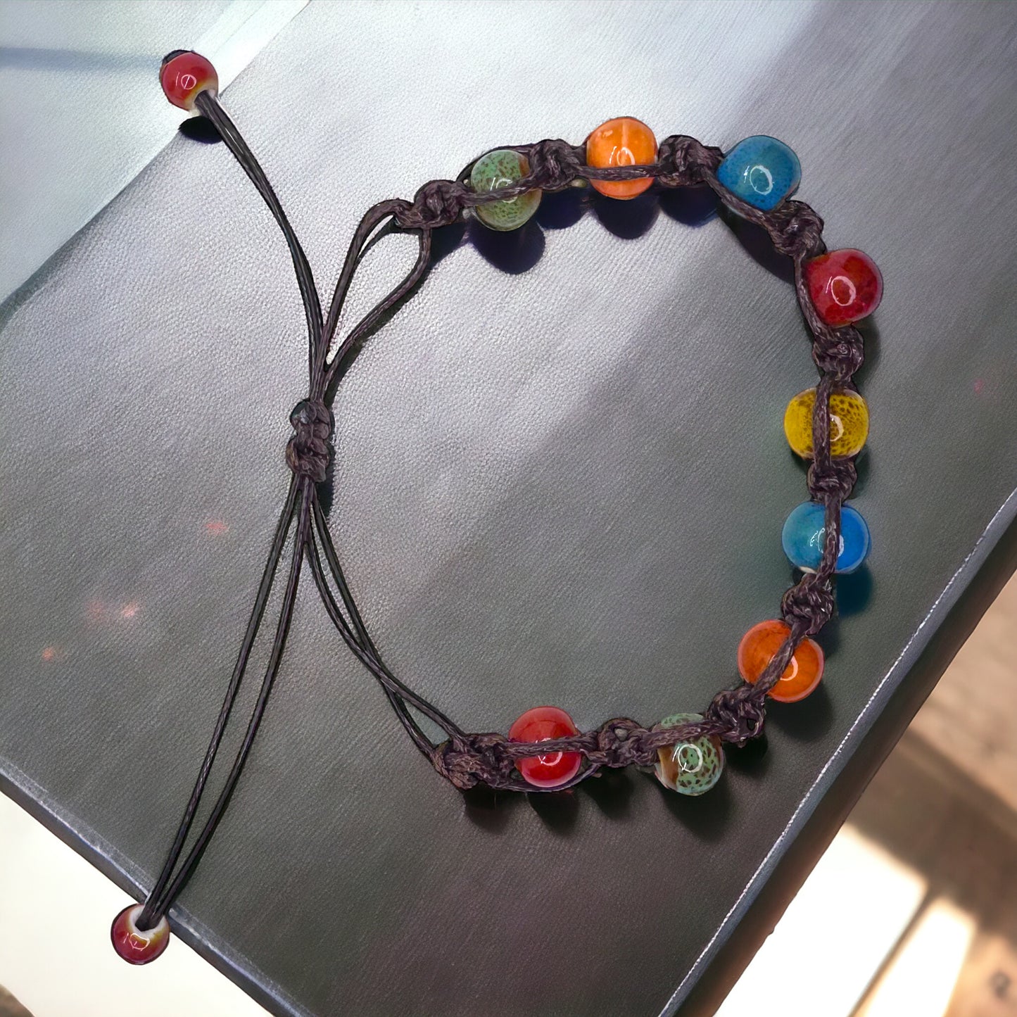 Vibrant Vibes: Adjustable Boho Chic Glass Beaded Bracelet!