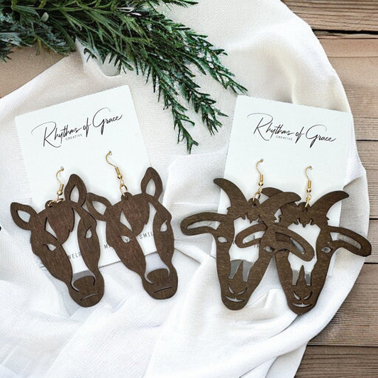 Unique Western Dangle Earrings – Choose Between Horse or Goat Design, Perfect for Animal Lovers!