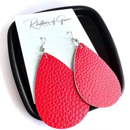 Teardrop Dream Earrings: Colorful Faux Leather Dangles for Every Occasion!