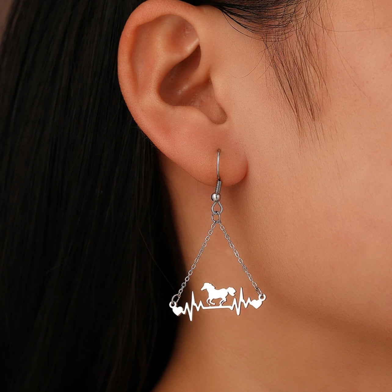 Gallop into Elegance: Stunning Horse Dangle Earrings - Rhythms of Grace Creative