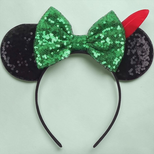 Green Peter Pan Inspired Mouse Ears - Sequin Headband,