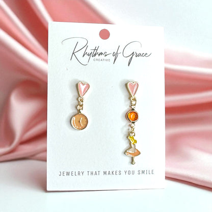 Whimsical Wonderland: Alice in Wonderland Mismatched Earrings ⏰