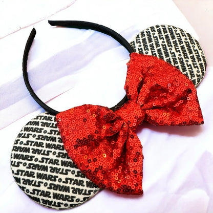 Star Wars Inspired Sequin Mouse Ears Headband, Darth Vader, Stormtrooper, NEW