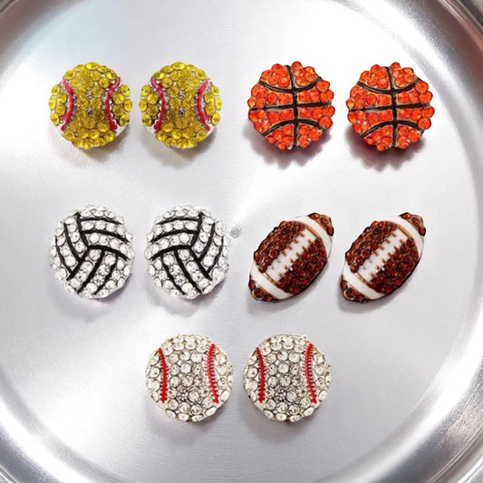 Score Big with Sparkle! Rhinestone Sports Stud Earrings