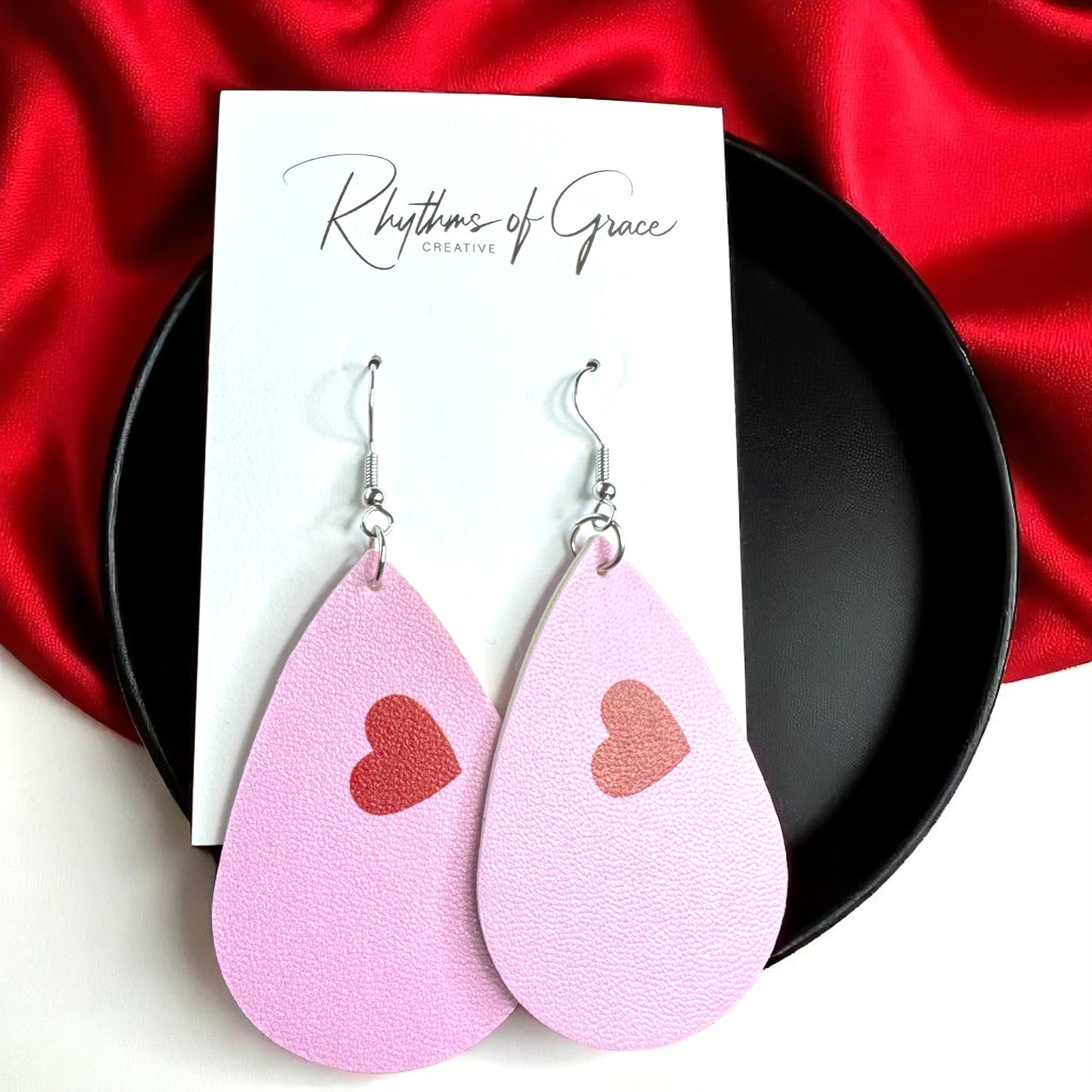 Teardrop Faux Leather Heart Earrings – Two Stunning Styles