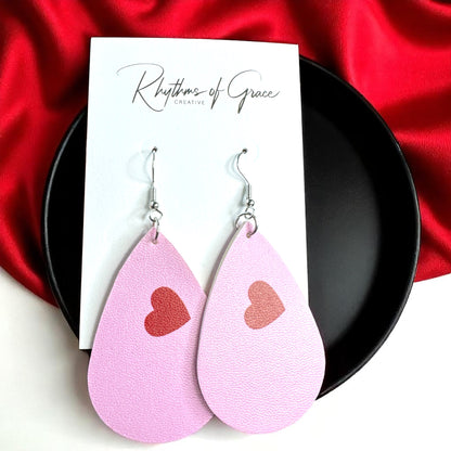 Teardrop Faux Leather Heart Earrings – Two Stunning Styles