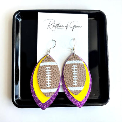Touchdown Chic: LSU Tigers Double Color Football Earrings!