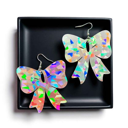 Sparkle & Spook: Holographic Bow Earrings for a Stunning Glam!
