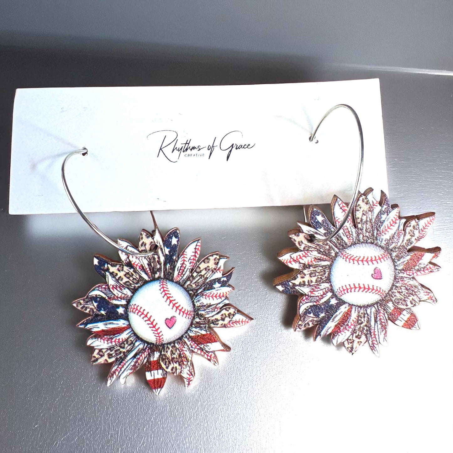 Score Big with our Patriotic Baseball Hoop Earrings – Perfect for Every Baseball Fan!