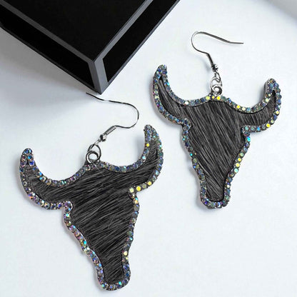 Giddy Up Glam: Rhinestone Longhorn Dangle Earrings