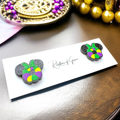 Get Your Festive Vibes On with Colorful Mardi Gras Mouse Ears Earrings!