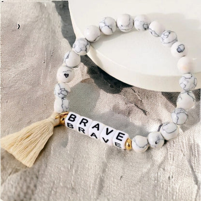 "Wear Your Brave" – Stone Beaded Bracelet for Everyday Courage