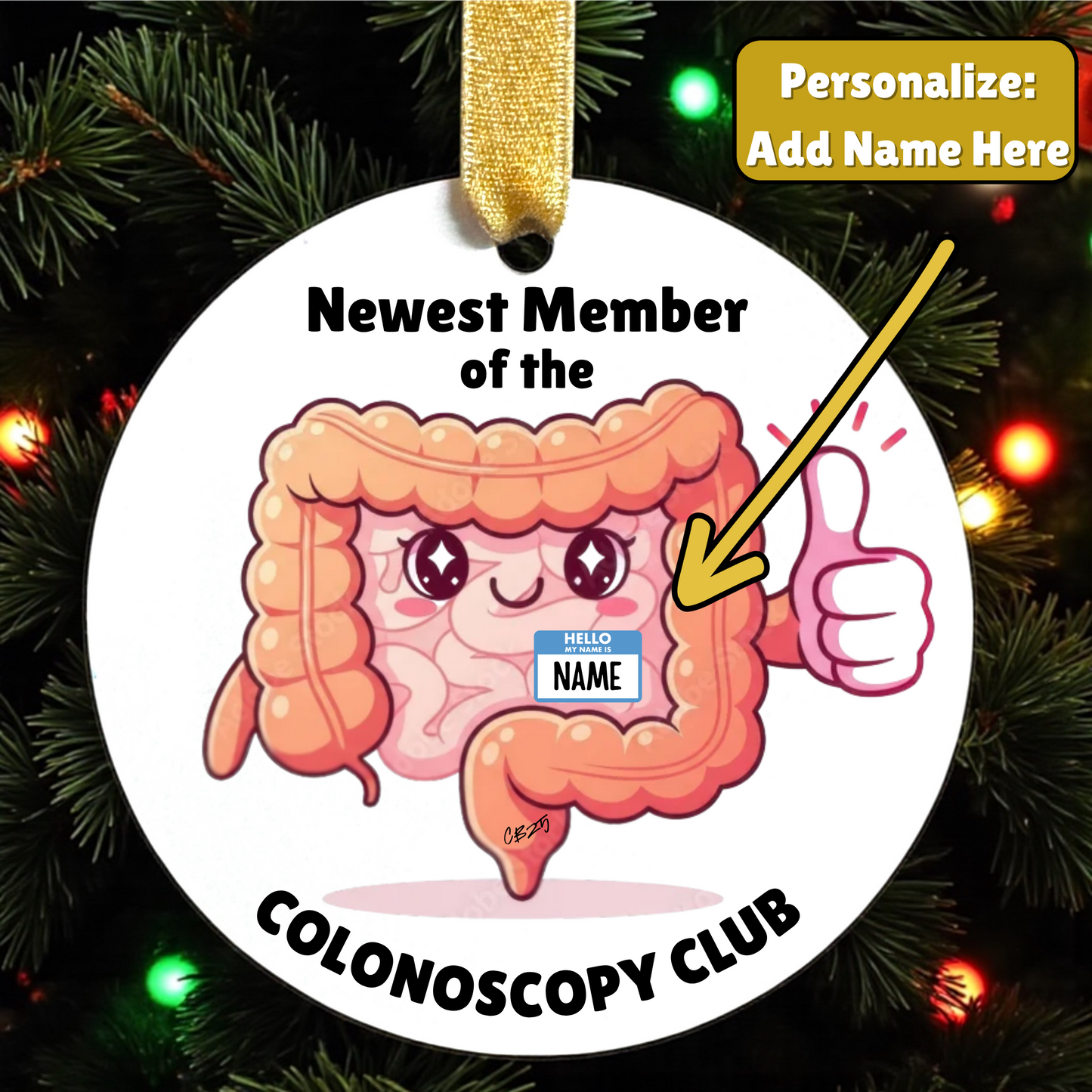 Celebrate Your First Colonoscopy: Customizable Christmas Ornament for Milestone Moments!