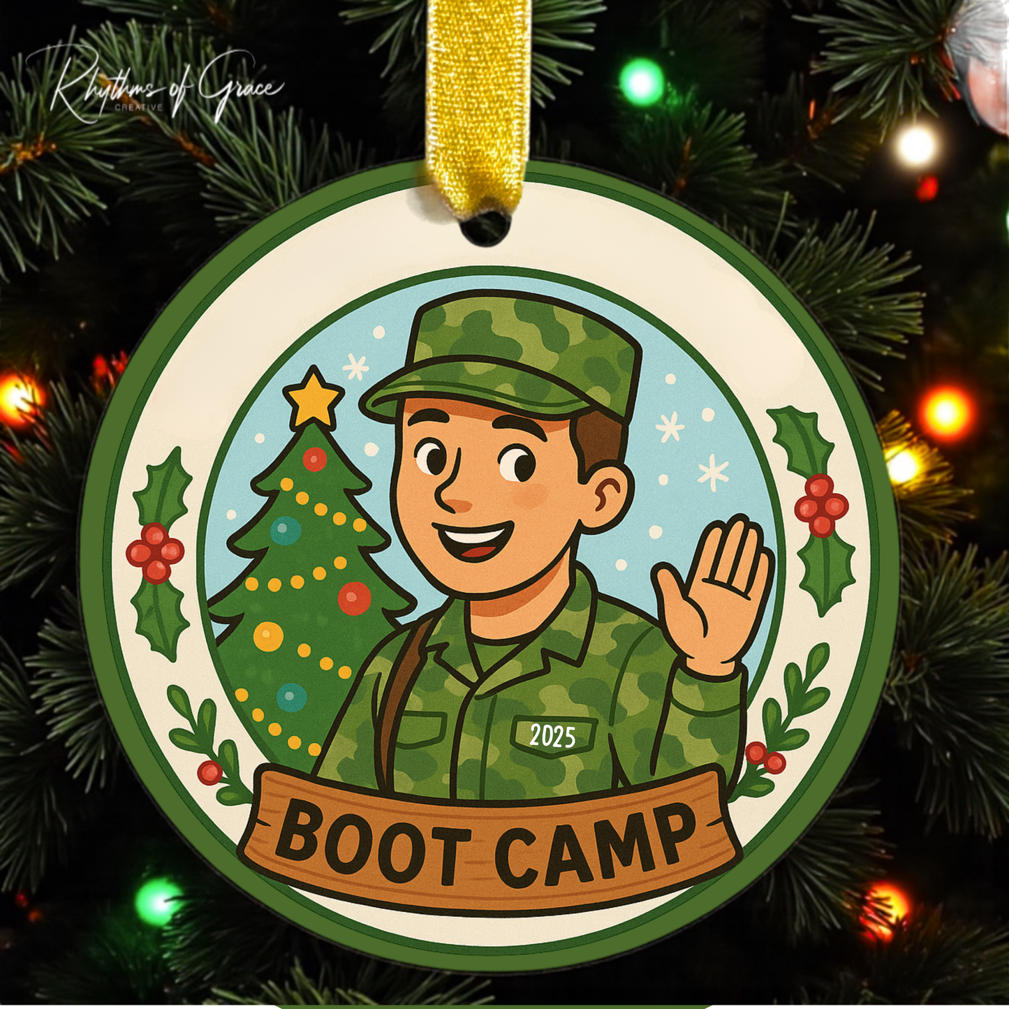 First Christmas at Boot Camp Ornament — Custom Military Milestone Keepsake