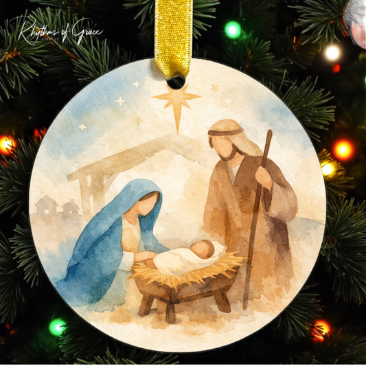 Watercolor Nativity Christmas Ornament – Faith-Filled Holiday Keepsake