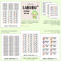 Collection of Labubu labels with product details on a white background