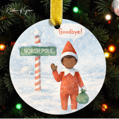 Elf Arrival & Departure Ornament – Two-Sided Elf on the Shelf Christmas Ornament