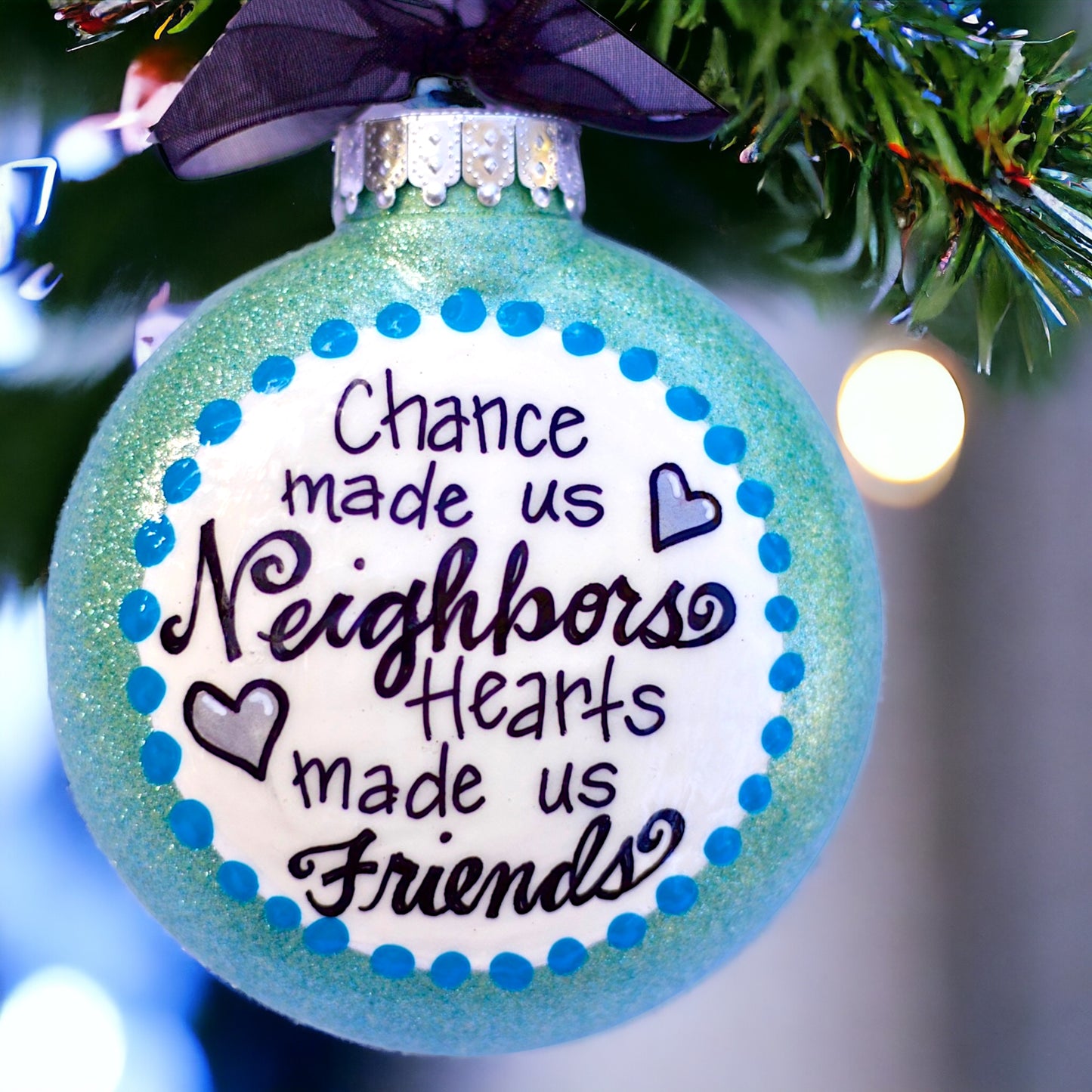 Neighbor Ornament - Handmade Friendship Christmas Holiday Decor - Neighborhood Gift - Personalized Acrylic Ornament - Rhythms of Grace Creative