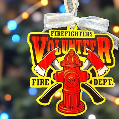 Firefighters Volunteer - Fire Dept Sublimation Ornament 
Ignite Your Holiday Spirit!