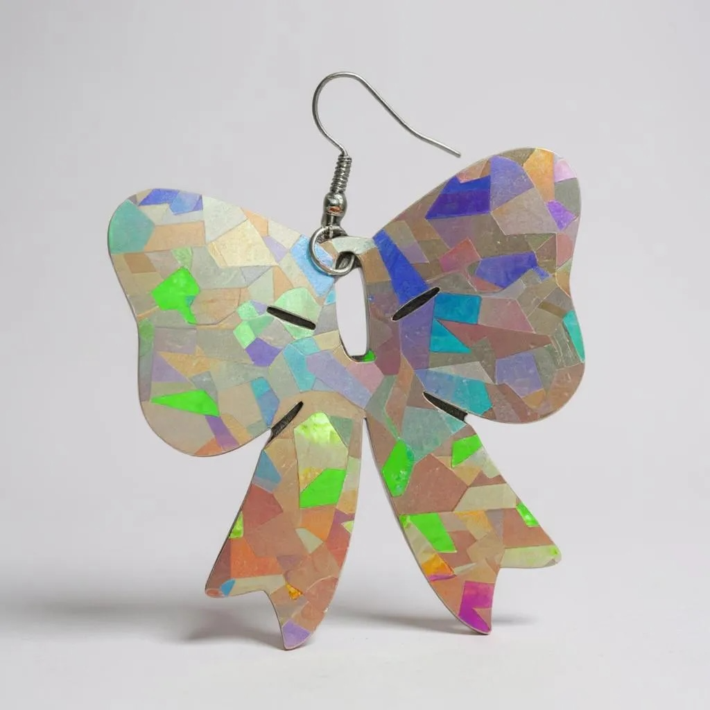 Sparkle & Spook: Holographic Bow Earrings for a Stunning Glam!