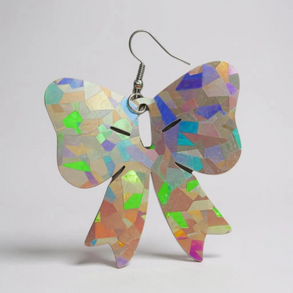 Sparkle & Spook: Holographic Bow Earrings for a Stunning Glam!