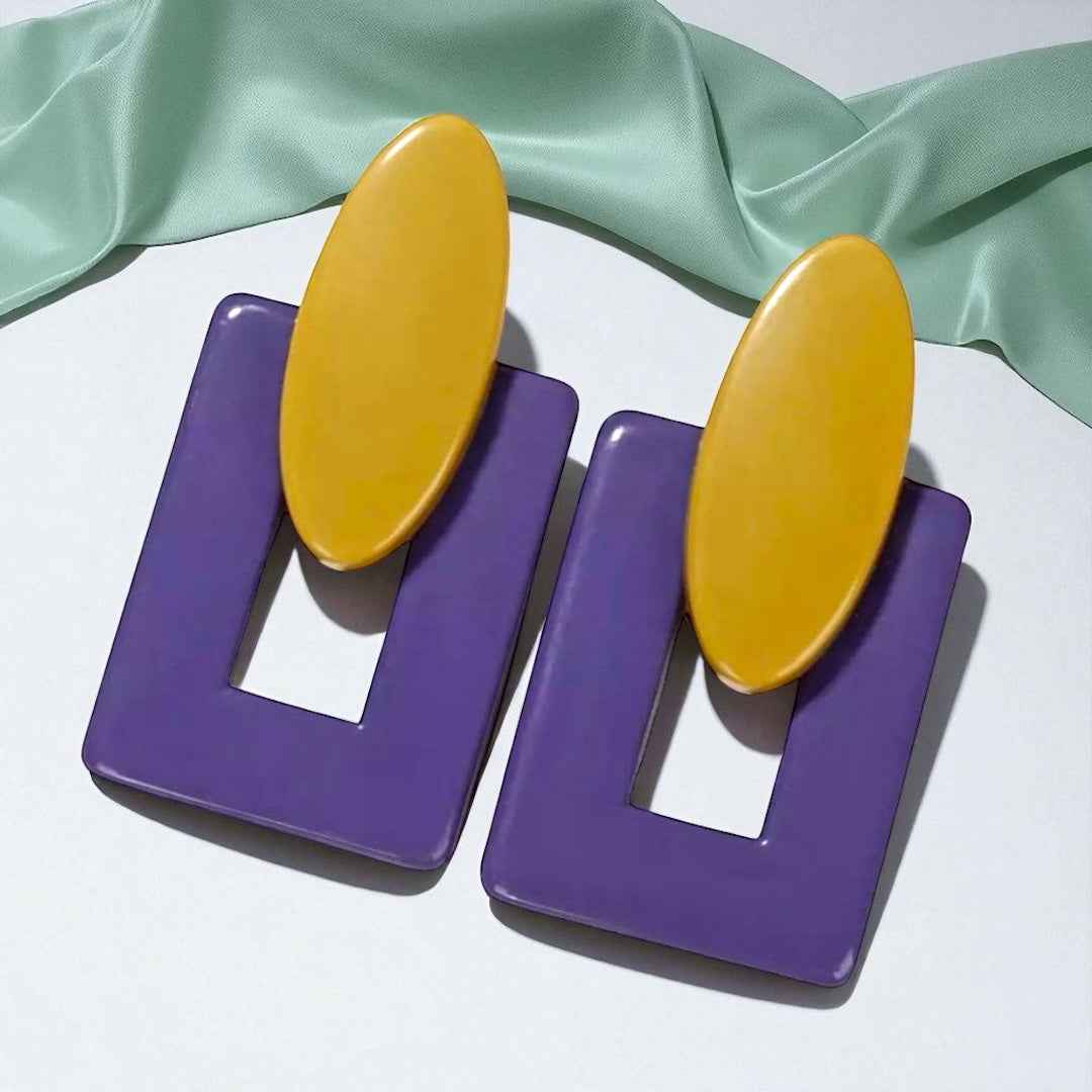 Geaux Bold: Oversized Purple & Gold Drop Earrings 💛💜