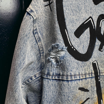 Hand-Painted Jean Jacket:  GAMEDAY! | Perfect for LSU & Saints Fans | Oversized Long Denim