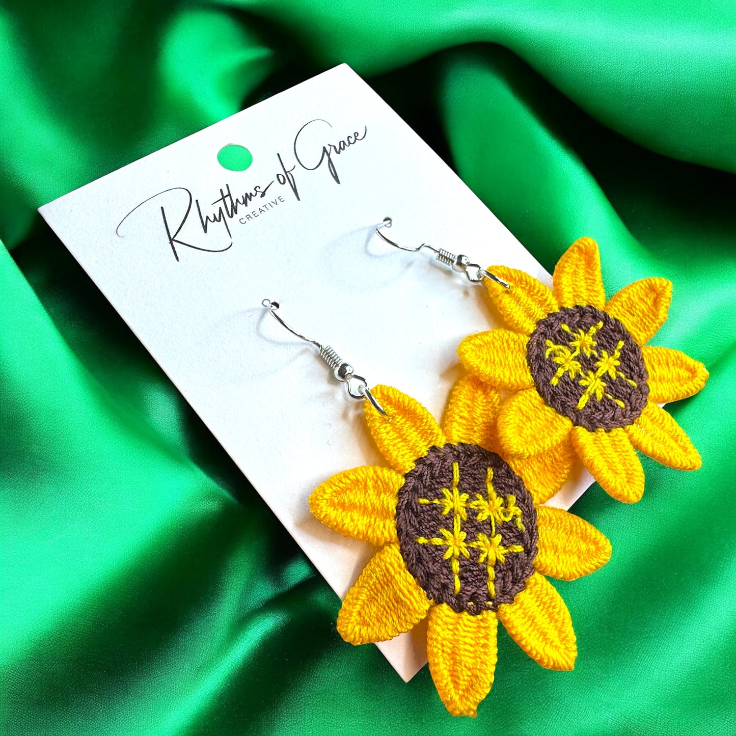 Bloom in Boho Style: Colorful Knit Sunflower Earrings! 🌻
