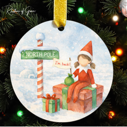 Elf Arrival & Departure Ornament – Two-Sided Elf on the Shelf Christmas Ornament
