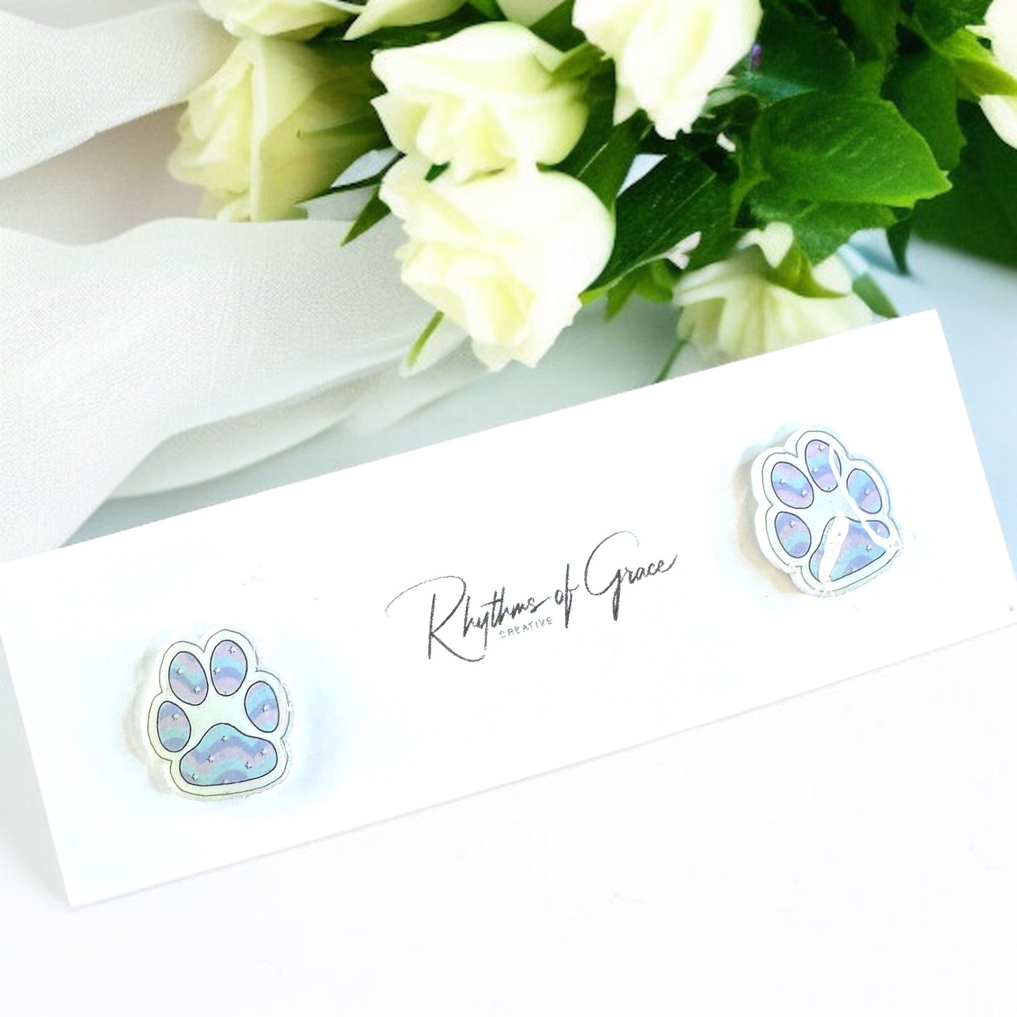 Vibrant Paw Print Studs – A Purr-fect Gift!