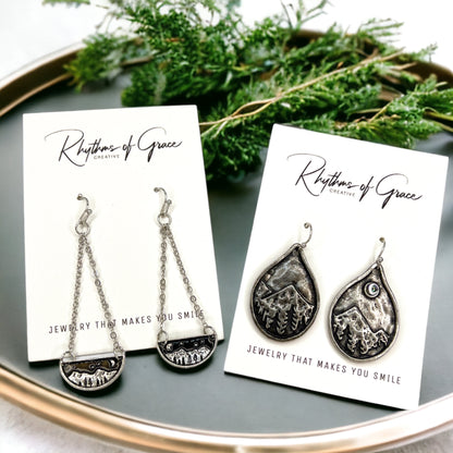 Adventure Awaits: Wanderlust Mountain Earrings - Redwood Forest Delights! - Rhythms of Grace Creative
