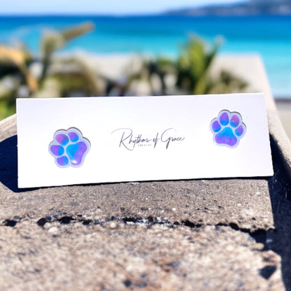 Vibrant Paw Print Studs – A Purr-fect Gift!