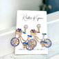 Two-Wheeled Sparkle – Bicycle Earrings with Floral Flair