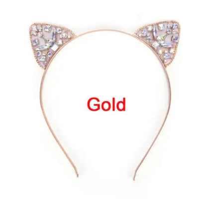 Rhinestone Cat Eats Headband - Rhinestone Headband, Rhinestone Headpiece, Cat Headpiece, Bachelorette Party, Bridal Shower - Rhythms of Grace Creative