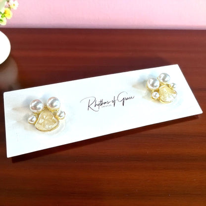 Sparkle with Style: Pearl Paw Print Stud Earrings! 🐾