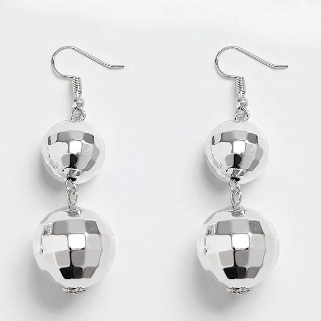Drop It Like It’s Disco – Silver Ball Party Earrings - Rhythms of Grace Creative