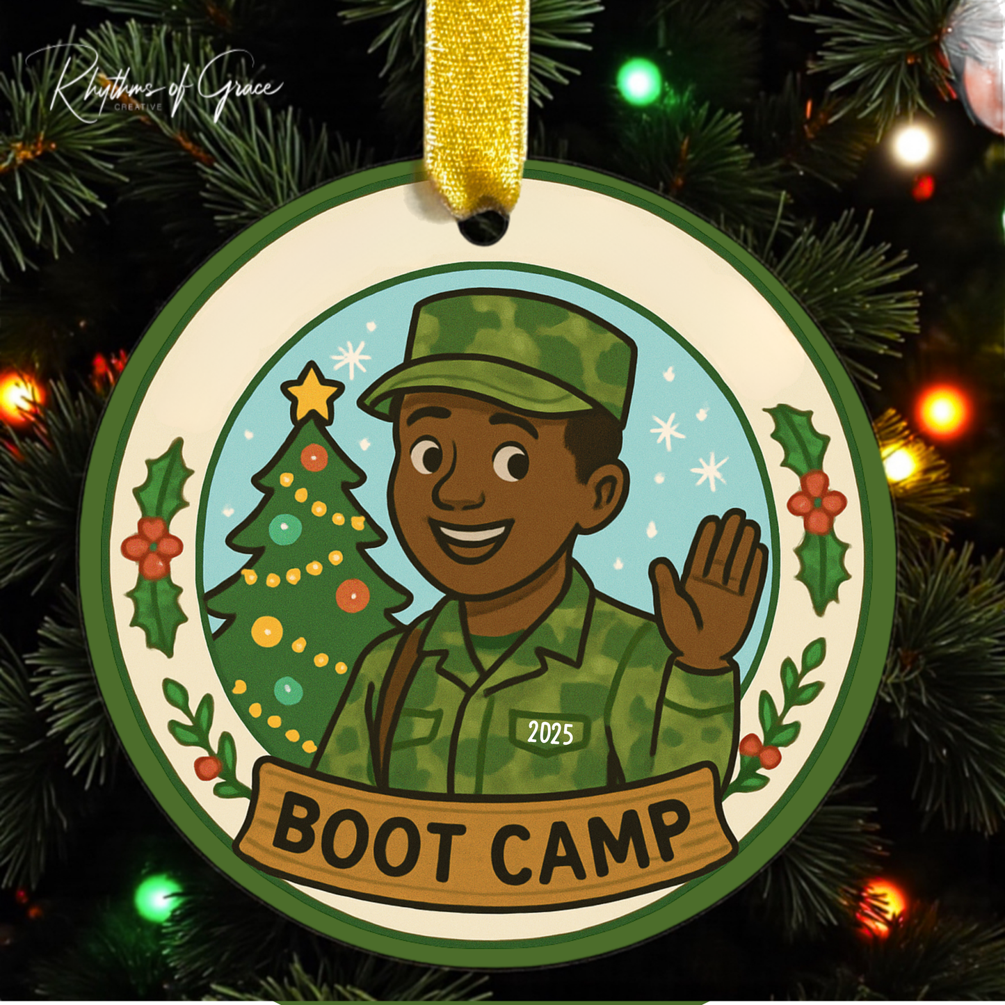 First Christmas at Boot Camp Ornament — Custom Military Milestone Keepsake