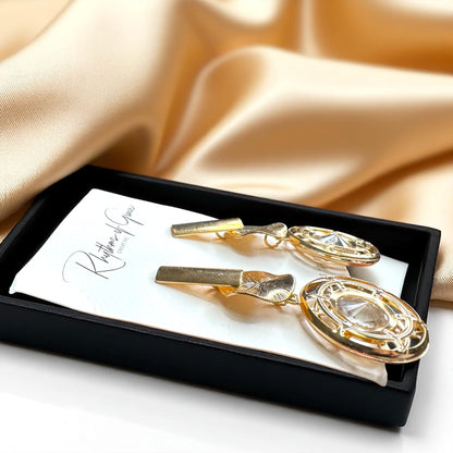 Shine On! Gold & Glass Dangle Earrings - Stunning Statement Jewelry